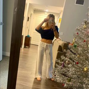 Drawstring white pants